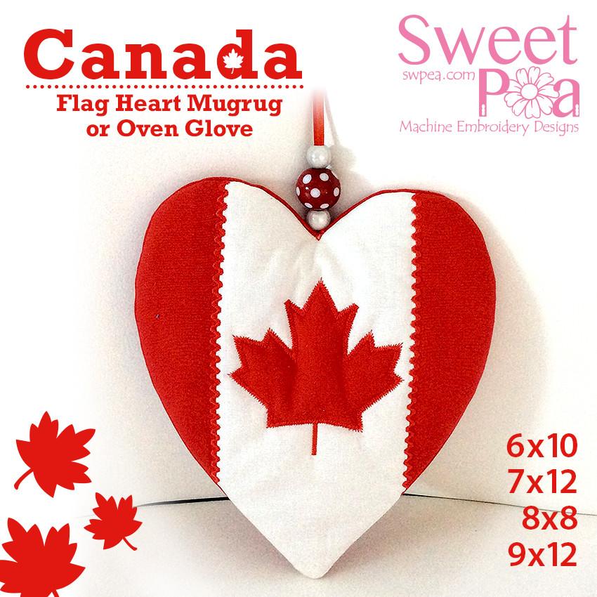 Canada flag heart mugrug or oven glove 6x10 7x12 8x8 9x12 - Sweet Pea Australia In the hoop machine embroidery designs. in the hoop project, in the hoop embroidery designs, craft in the hoop project, diy in the hoop project, diy craft in the hoop project, in the hoop embroidery patterns, design in the hoop patterns, embroidery designs for in the hoop embroidery projects, best in the hoop machine embroidery designs perfect for all hoops and embroidery machines