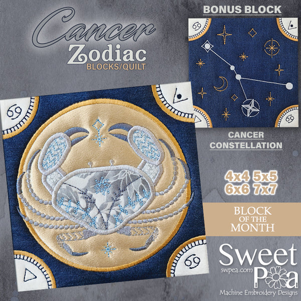 BOM Zodiac Quilt Block 4 - Cancer | Sweet Pea.