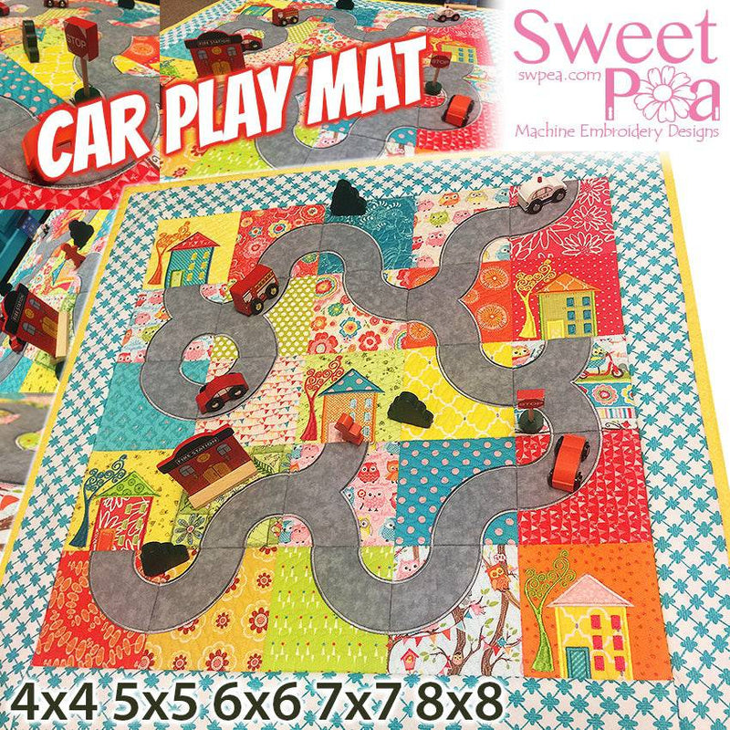 Car Play Mat Quilt In The Hoop Machine Embroidery design ITH
