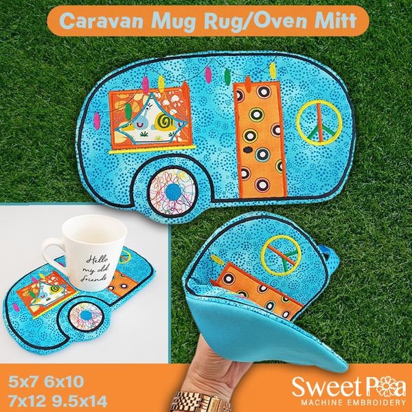 Caravan mugrug oven glove 5x7 6x10 7x12 9.5x14 - Sweet Pea
