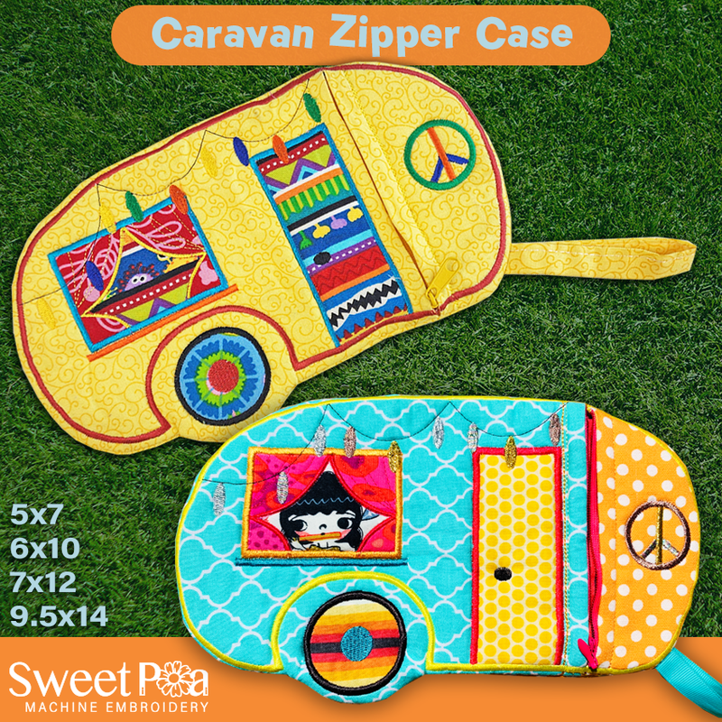 Caravan Zipper Case 5x7 6x10 7x12 and 9.5x14 - Sweet Pea