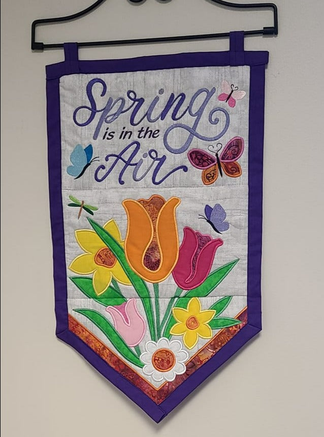 Spring is in the Air Flag 5x7 6x10 7x12 In the hoop machine embroidery designs