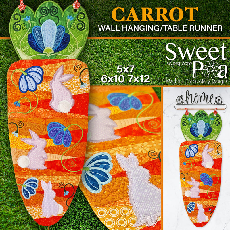 Carrot Wall Hanging/Table Runner 5x7 6x10 7x12 | Sweet Pea.