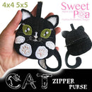 Cat Zipper Purse 4x4 5x5 - Sweet Pea