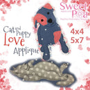 Cat and puppy love applique designs 4x4 and 5x7 - Sweet Pea