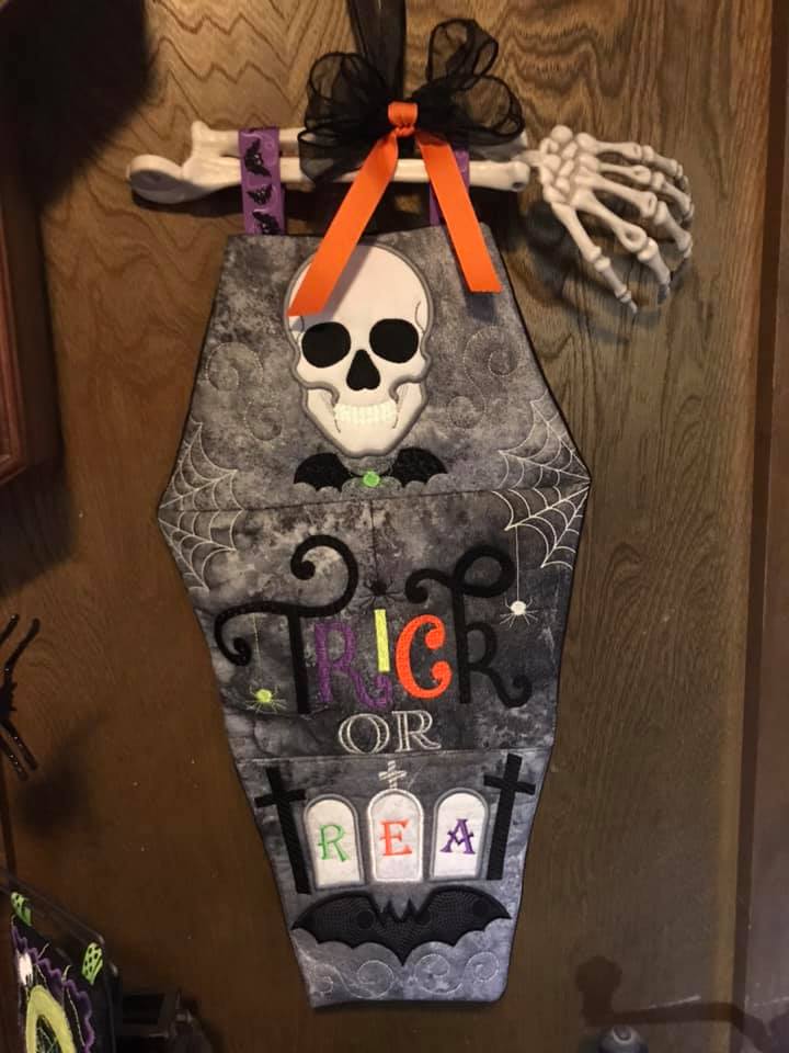Trick or Treat Coffin Shaped Hanger/Runner 5x7 6x10 7x12 | Sweet Pea.