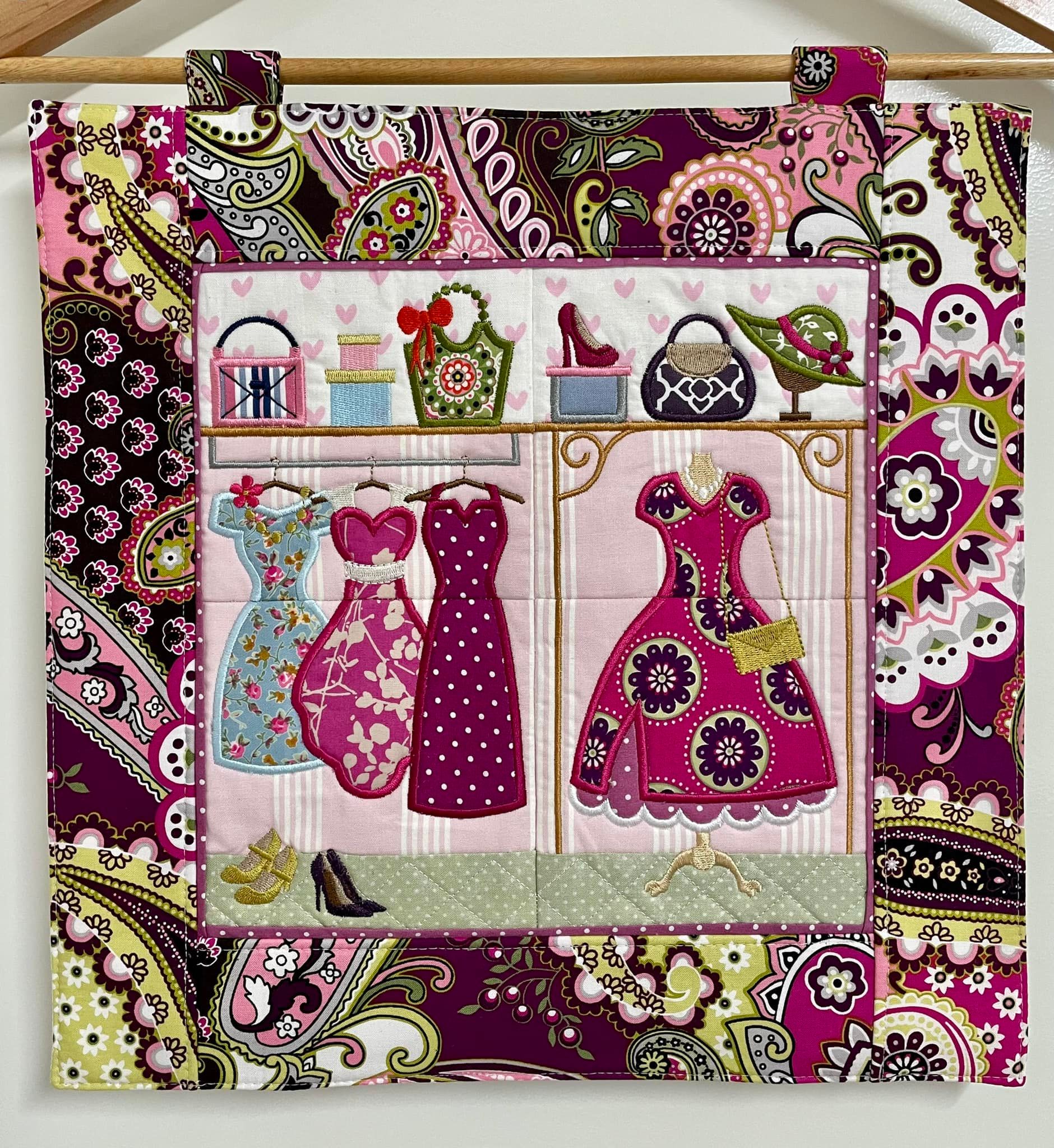 Dress Boutique Scene Hanger 4x4 5x5 6x6 7x7 In the hoop machine embroidery designs