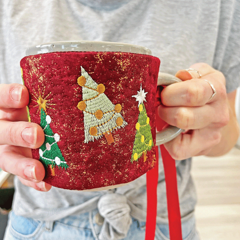 Christmas Trees Drink Cozies 5x7 6x10 - Sweet Pea In The Hoop Machine Embroidery Design