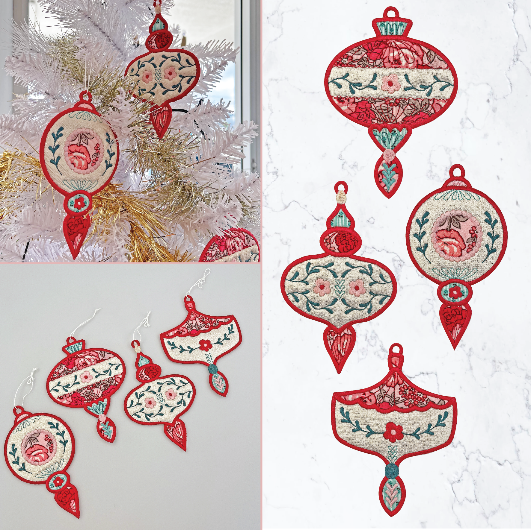 Christmas Tree Ornaments 4x4 5x5 6x6 - Sweet Pea Australia In the hoop machine embroidery designs. in the hoop project, in the hoop embroidery designs, craft in the hoop project, diy in the hoop project, diy craft in the hoop project, in the hoop embroidery patterns, design in the hoop patterns, embroidery designs for in the hoop embroidery projects, best in the hoop machine embroidery designs perfect for all hoops and embroidery machines