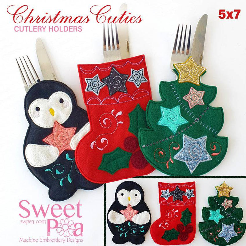 Christmas Cuties Cutlery Holder 5x7 - Sweet Pea
