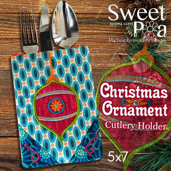 Christmas Ornament Cutlery Holder 5x7 - Sweet Pea