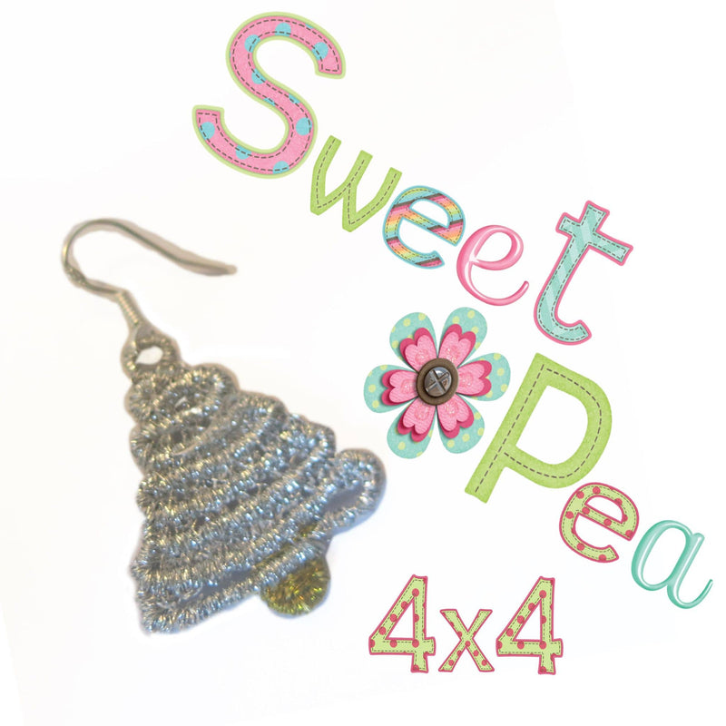 Christmas tree swirl FSL earrings ITH - Sweet Pea