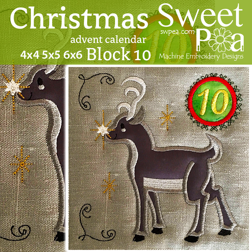 Christmas Advent Calendar Block 10 4x4 5x5 6x6 - Sweet Pea Australia In the hoop machine embroidery designs. in the hoop project, in the hoop embroidery designs, craft in the hoop project, diy in the hoop project, diy craft in the hoop project, in the hoop embroidery patterns, design in the hoop patterns, embroidery designs for in the hoop embroidery projects, best in the hoop machine embroidery designs perfect for all hoops and embroidery machines