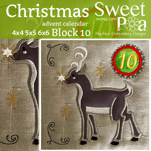 Christmas Advent Calendar Block 10 4x4 5x5 6x6 - Sweet Pea