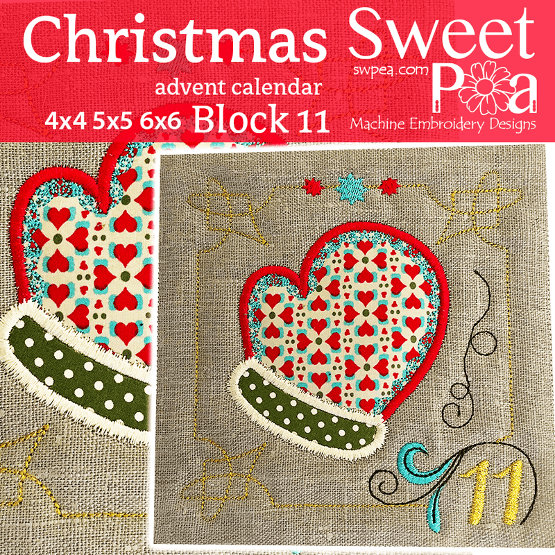 Christmas Advent Calendar Block 11 4x4 5x5 6x6 - Sweet Pea