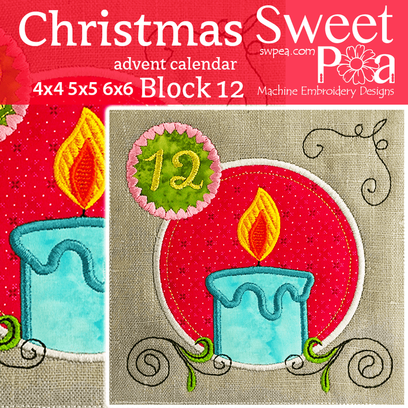 Christmas Advent Calendar Block 12 4x4 5x5 6x6 - Sweet Pea