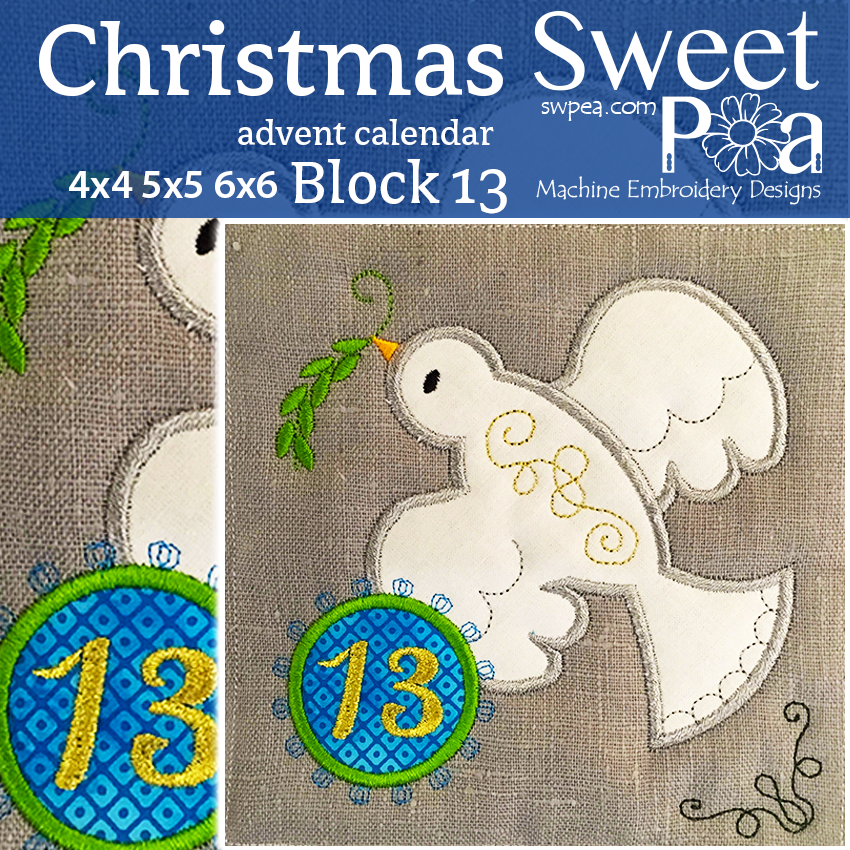 Christmas Advent Calendar Block 13 4x4 5x5 6x6 - Sweet Pea Australia In the hoop machine embroidery designs. in the hoop project, in the hoop embroidery designs, craft in the hoop project, diy in the hoop project, diy craft in the hoop project, in the hoop embroidery patterns, design in the hoop patterns, embroidery designs for in the hoop embroidery projects, best in the hoop machine embroidery designs perfect for all hoops and embroidery machines