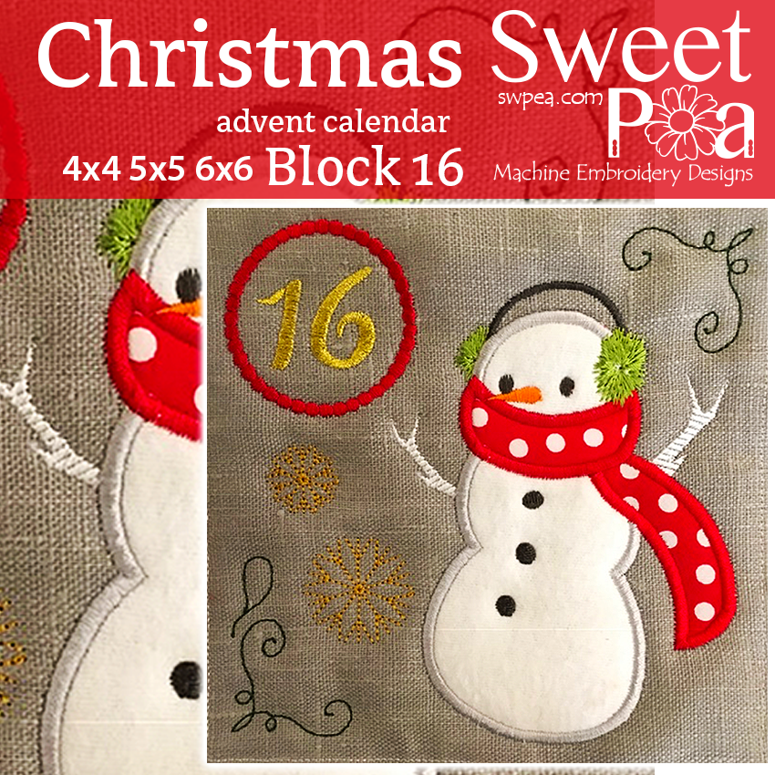 Christmas Advent Calendar Block 16 4x4 5x5 6x6 - Sweet Pea Australia In the hoop machine embroidery designs. in the hoop project, in the hoop embroidery designs, craft in the hoop project, diy in the hoop project, diy craft in the hoop project, in the hoop embroidery patterns, design in the hoop patterns, embroidery designs for in the hoop embroidery projects, best in the hoop machine embroidery designs perfect for all hoops and embroidery machines