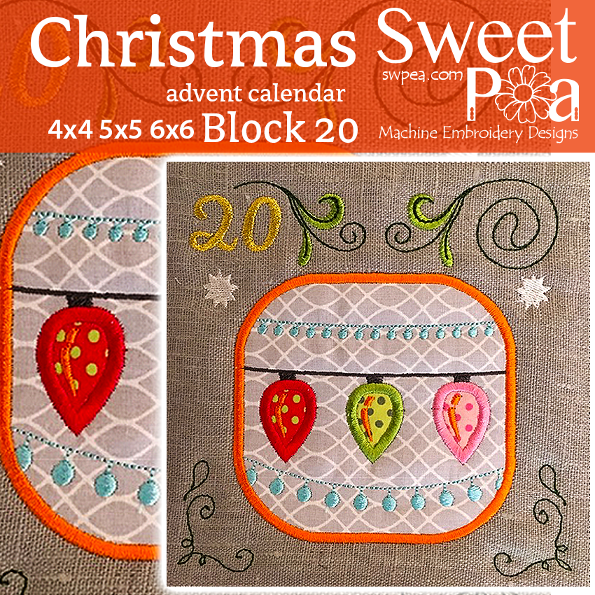 Christmas Advent Calendar Block 20 4x4 5x5 6x6 - Sweet Pea Australia In the hoop machine embroidery designs. in the hoop project, in the hoop embroidery designs, craft in the hoop project, diy in the hoop project, diy craft in the hoop project, in the hoop embroidery patterns, design in the hoop patterns, embroidery designs for in the hoop embroidery projects, best in the hoop machine embroidery designs perfect for all hoops and embroidery machines