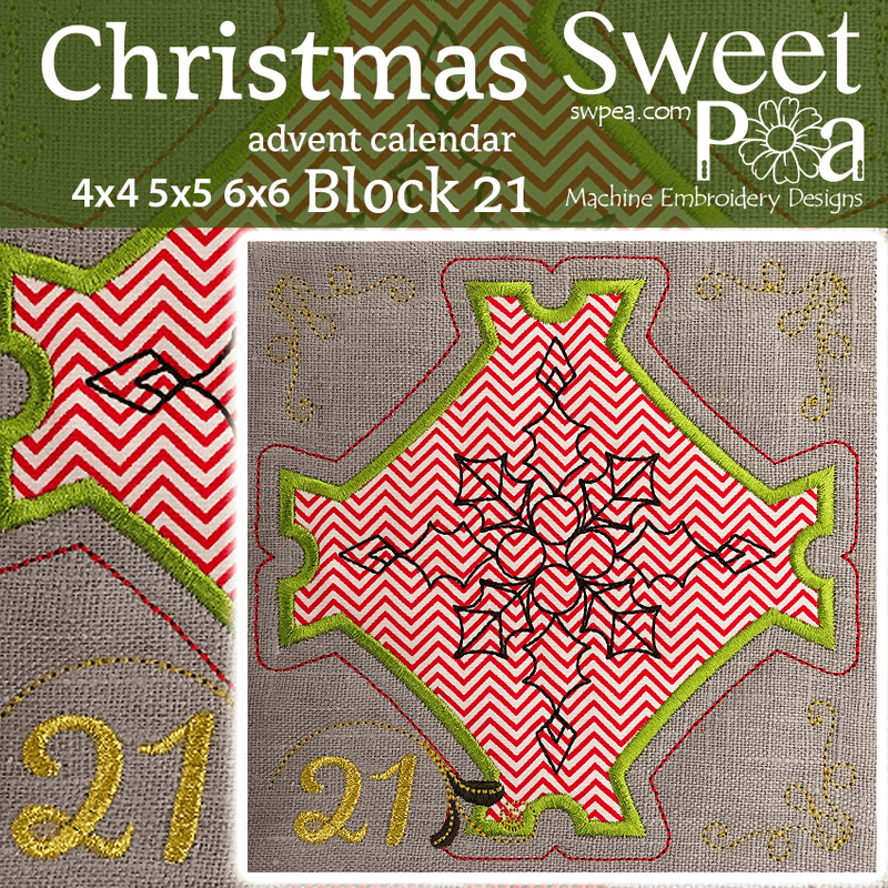 Christmas Advent Calendar Block 21 4x4 5x5 6x6 - Sweet Pea