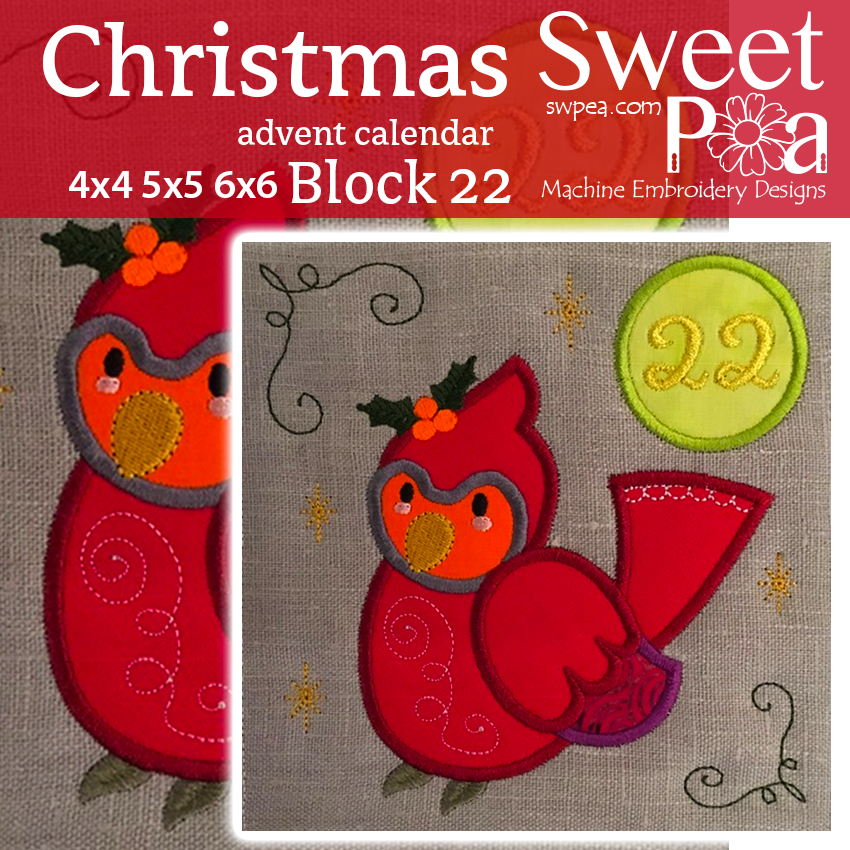 Christmas Advent Calendar Block 22 4x4 5x5 6x6 - Sweet Pea Australia In the hoop machine embroidery designs. in the hoop project, in the hoop embroidery designs, craft in the hoop project, diy in the hoop project, diy craft in the hoop project, in the hoop embroidery patterns, design in the hoop patterns, embroidery designs for in the hoop embroidery projects, best in the hoop machine embroidery designs perfect for all hoops and embroidery machines