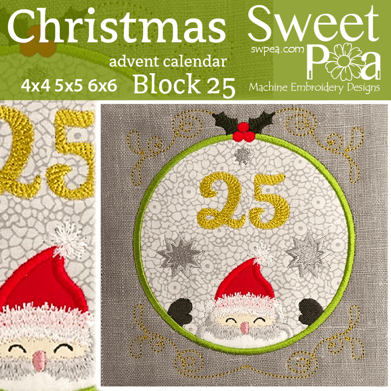 Christmas Advent Calendar Block 25 4x4 5x5 6x6 - Sweet Pea