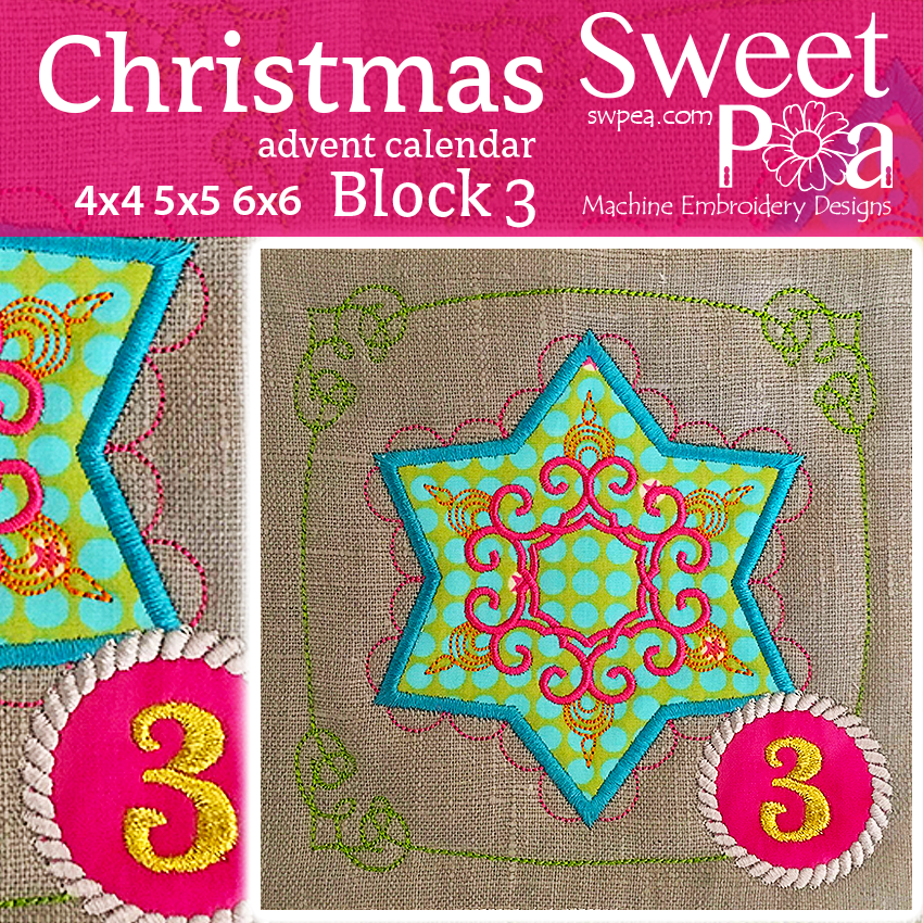 Christmas Advent Calendar Block 3 4x4 5x5 6x6 - Sweet Pea Australia In the hoop machine embroidery designs. in the hoop project, in the hoop embroidery designs, craft in the hoop project, diy in the hoop project, diy craft in the hoop project, in the hoop embroidery patterns, design in the hoop patterns, embroidery designs for in the hoop embroidery projects, best in the hoop machine embroidery designs perfect for all hoops and embroidery machines