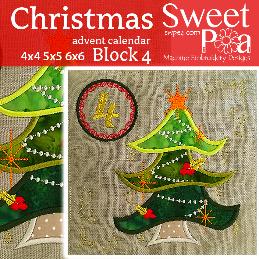 Christmas Advent Calendar Block 4 4x4 5x5 6x6 - Sweet Pea Australia In the hoop machine embroidery designs. in the hoop project, in the hoop embroidery designs, craft in the hoop project, diy in the hoop project, diy craft in the hoop project, in the hoop embroidery patterns, design in the hoop patterns, embroidery designs for in the hoop embroidery projects, best in the hoop machine embroidery designs perfect for all hoops and embroidery machines