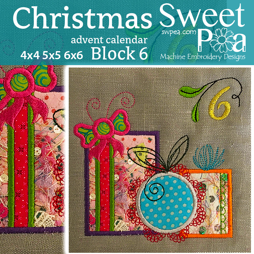 Christmas Advent Calendar Block 6 4x4 5x5 6x6 - Sweet Pea Australia In the hoop machine embroidery designs. in the hoop project, in the hoop embroidery designs, craft in the hoop project, diy in the hoop project, diy craft in the hoop project, in the hoop embroidery patterns, design in the hoop patterns, embroidery designs for in the hoop embroidery projects, best in the hoop machine embroidery designs perfect for all hoops and embroidery machines