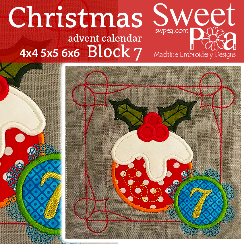 Christmas Advent Calendar Block 7 4x4 5x5 6x6 - Sweet Pea Australia In the hoop machine embroidery designs. in the hoop project, in the hoop embroidery designs, craft in the hoop project, diy in the hoop project, diy craft in the hoop project, in the hoop embroidery patterns, design in the hoop patterns, embroidery designs for in the hoop embroidery projects, best in the hoop machine embroidery designs perfect for all hoops and embroidery machines