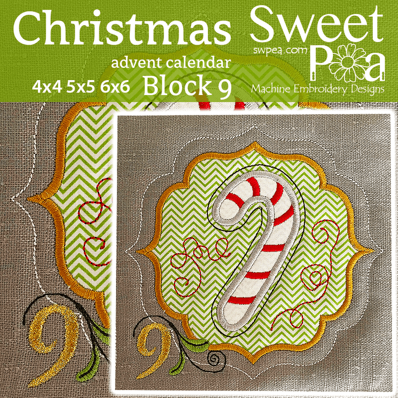 Christmas Advent Calendar Block 9 4x4 5x5 6x6 - Sweet Pea