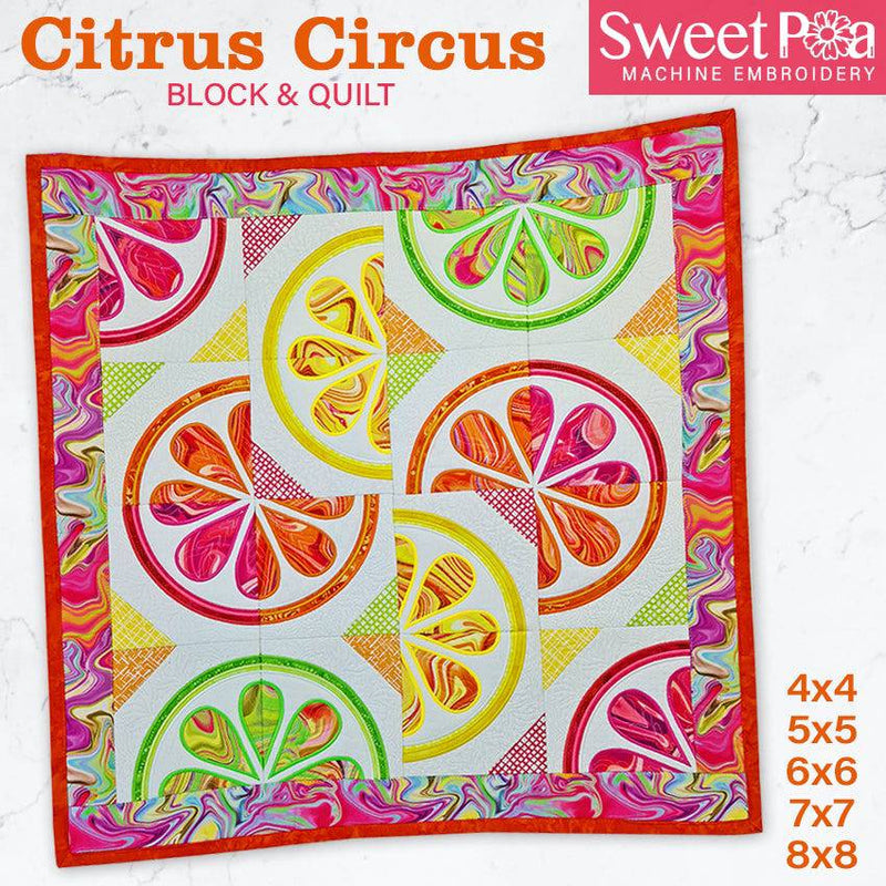Citrus Circus Block and Quilt 4x4 5x5 6x6 7x7 8x8 - Sweet Pea