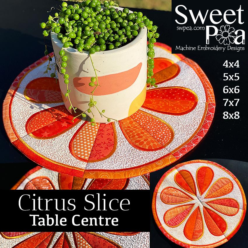 Citrus Slice Table Centre 4x4 5x5 6x6 7x7 8x8 - Sweet Pea Australia In the hoop machine embroidery designs. in the hoop project, in the hoop embroidery designs, craft in the hoop project, diy in the hoop project, diy craft in the hoop project, in the hoop embroidery patterns, design in the hoop patterns, embroidery designs for in the hoop embroidery projects, best in the hoop machine embroidery designs perfect for all hoops and embroidery machines