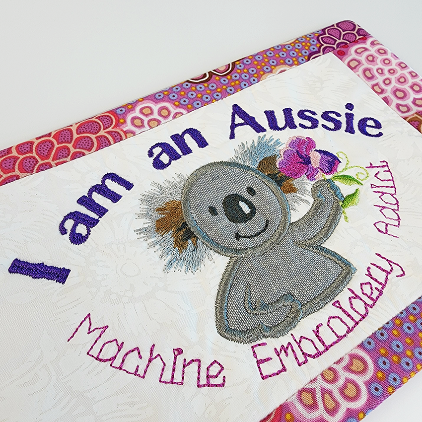 Aussie Koala Mug Rug 5x7 6x10 7x12 In the hoop machine embroidery designs