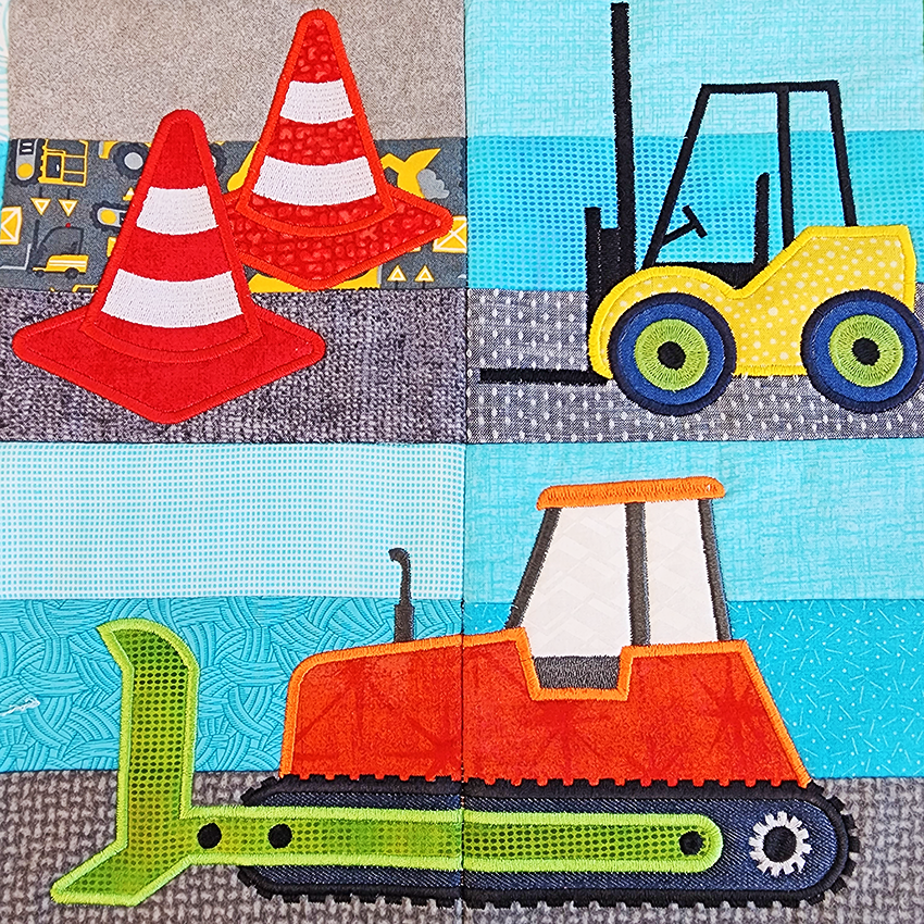 Under Construction Quilt 4x4 5x5 6x6 7x7 In the hoop machine embroidery designs