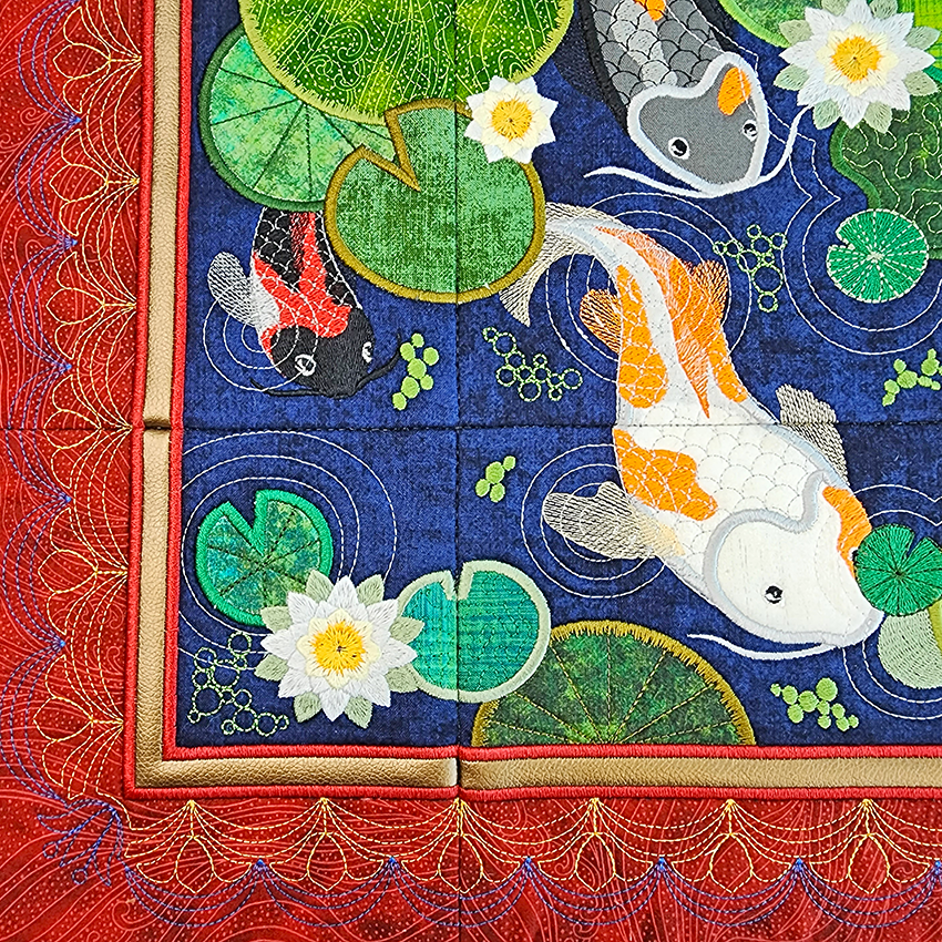 Koi Pond Mini Quilt 4x4 5x5 6x6 7x7 In the hoop machine embroidery designs