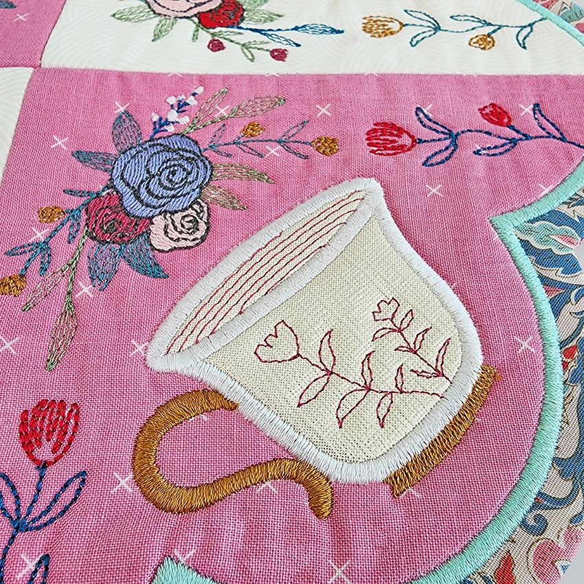 Teacup Table Centre 4x4 5x5 6x6 7x7 8x8 In the hoop machine embroidery designs