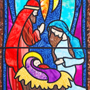 Christmas Nativity Stained Glass Window Hanger 5x7 6x10 7x12 - Sweet Pea In The Hoop Machine Embroidery Design hoop machine embroidery designs, embroidery patterns, embroidery set, embroidery appliqué, hoop embroidery designs, small hoop designs, the best in the hoop machine embroidery designs, the best in the hoop sewing and embroidery designs