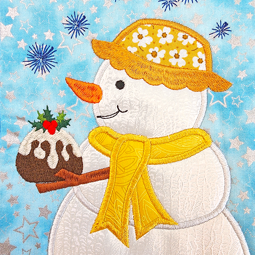 Snowman Family Outing Table Runner 5x7 6x10 7x12 In the hoop machine embroidery designs