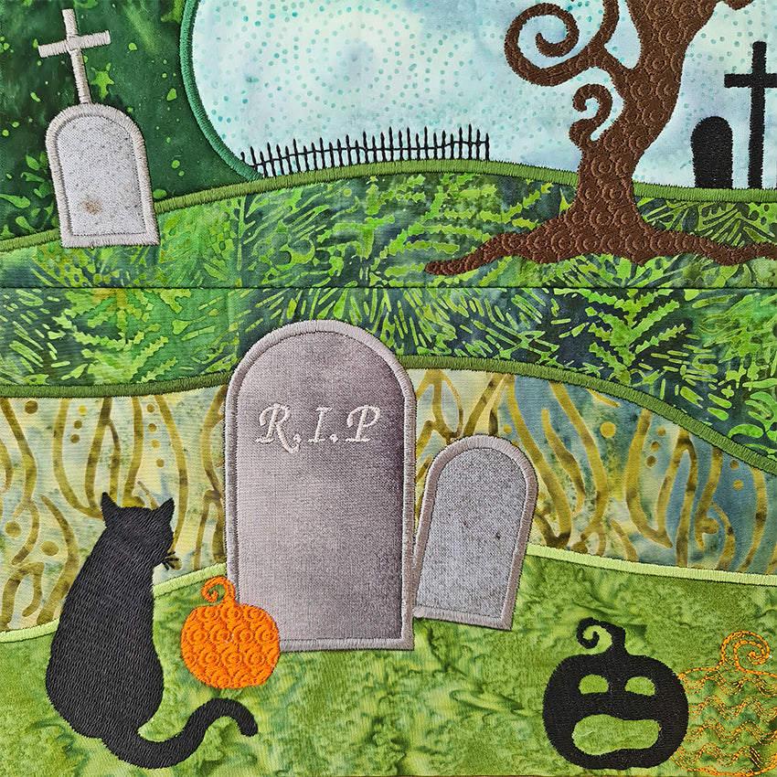 Halloween Scene Hanger or Runner 5x7 6x10 8x12 - Sweet Pea Australia In the hoop machine embroidery designs. in the hoop project, in the hoop embroidery designs, craft in the hoop project, diy in the hoop project, diy craft in the hoop project, in the hoop embroidery patterns, design in the hoop patterns, embroidery designs for in the hoop embroidery projects, best in the hoop machine embroidery designs perfect for all hoops and embroidery machines