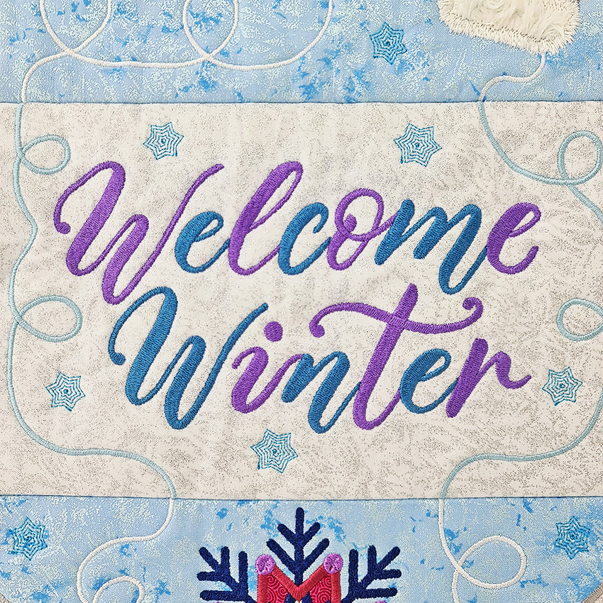 Welcome Winter Flag 5x7 6x10 7x12 - Sweet Pea Australia In the hoop machine embroidery designs. in the hoop project, in the hoop embroidery designs, craft in the hoop project, diy in the hoop project, diy craft in the hoop project, in the hoop embroidery patterns, design in the hoop patterns, embroidery designs for in the hoop embroidery projects, best in the hoop machine embroidery designs perfect for all hoops and embroidery machines