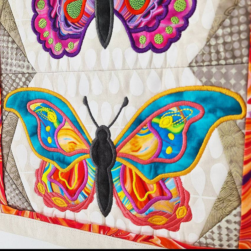 Butterfly Flower Applique Wallhanging Mini Quilt - Keri Quilts