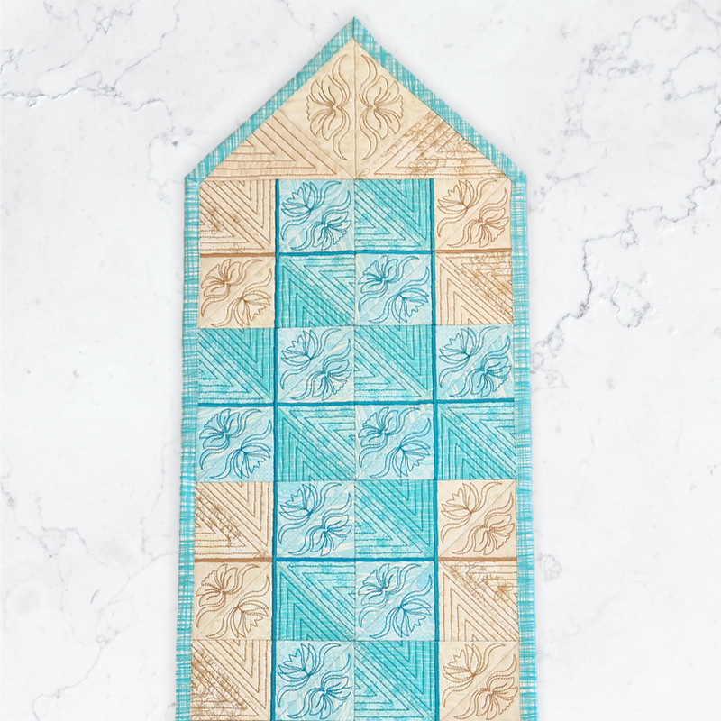 Quilted Cross Table Runner 4x4 5x5 6x6 7x7 and 8x8 - Sweet Pea In The Hoop Machine Embroidery Design