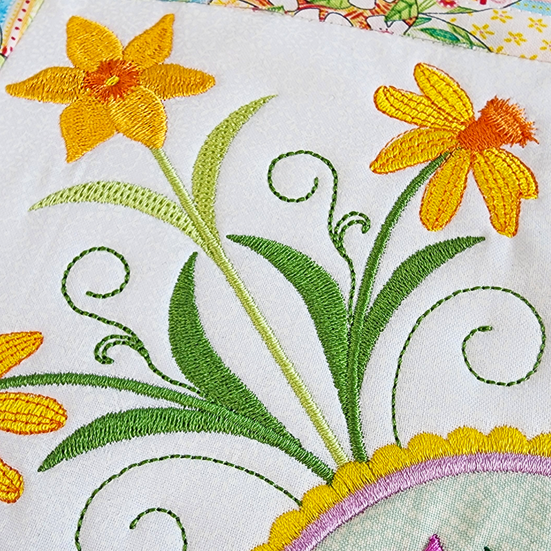 BOW Spring Things Quilt - Block 2 - Sweet Pea In The Hoop Machine Embroidery Design hoop machine embroidery designs, embroidery patterns, embroidery set, embroidery appliqué, hoop embroidery designs, small hoop designs, the best in the hoop machine embroidery designs, the best in the hoop sewing and embroidery designs
