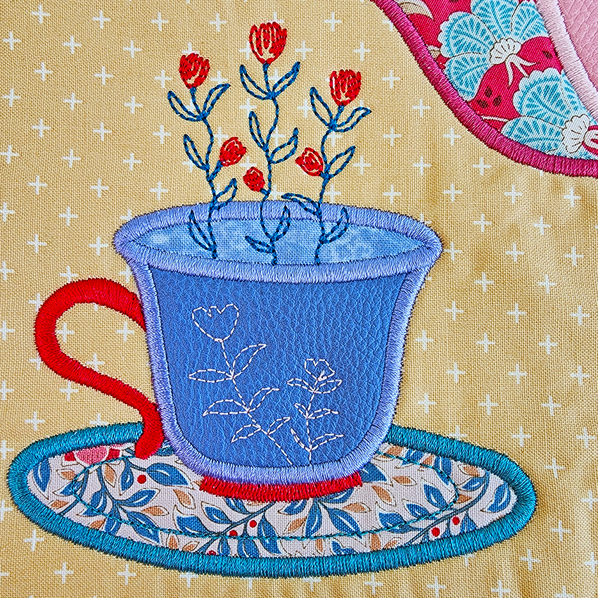 Tea Time Flag 5x7 6x10 7x12 In the hoop machine embroidery designs