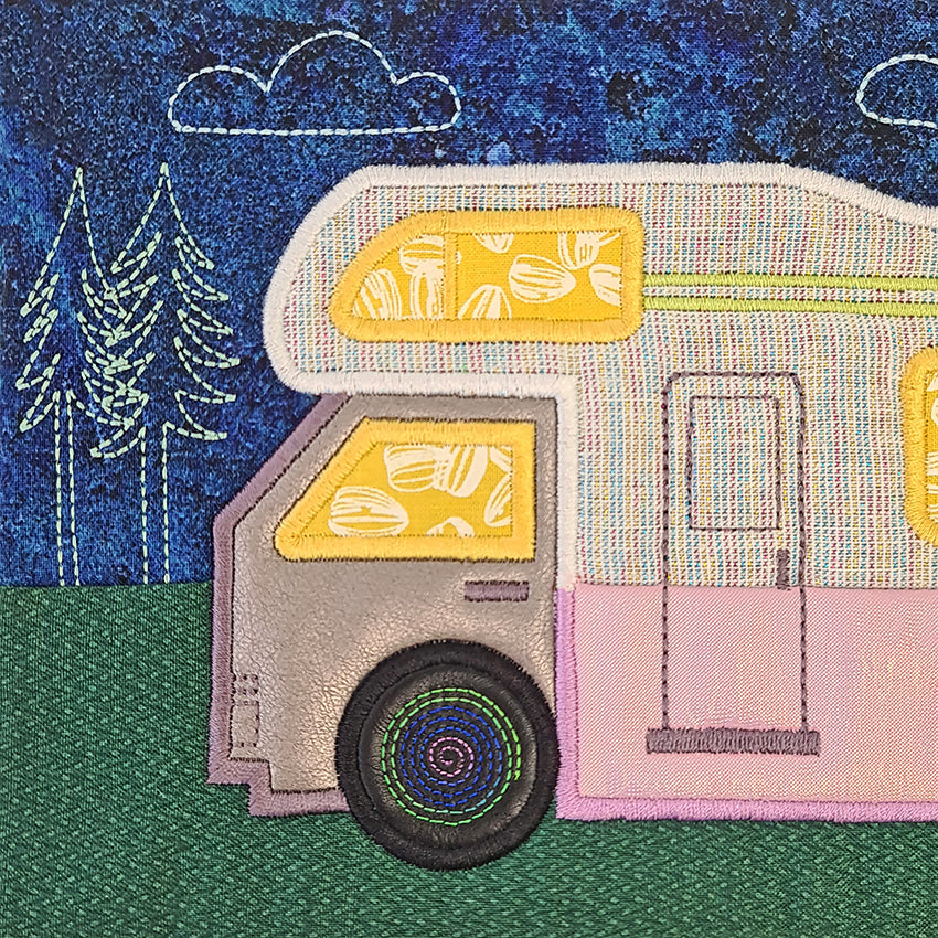 Motorhome Add-on Block or Mug Rug 5x7 6x10 8x12 - Sweet Pea Australia In the hoop machine embroidery designs. in the hoop project, in the hoop embroidery designs, craft in the hoop project, diy in the hoop project, diy craft in the hoop project, in the hoop embroidery patterns, design in the hoop patterns, embroidery designs for in the hoop embroidery projects, best in the hoop machine embroidery designs perfect for all hoops and embroidery machines