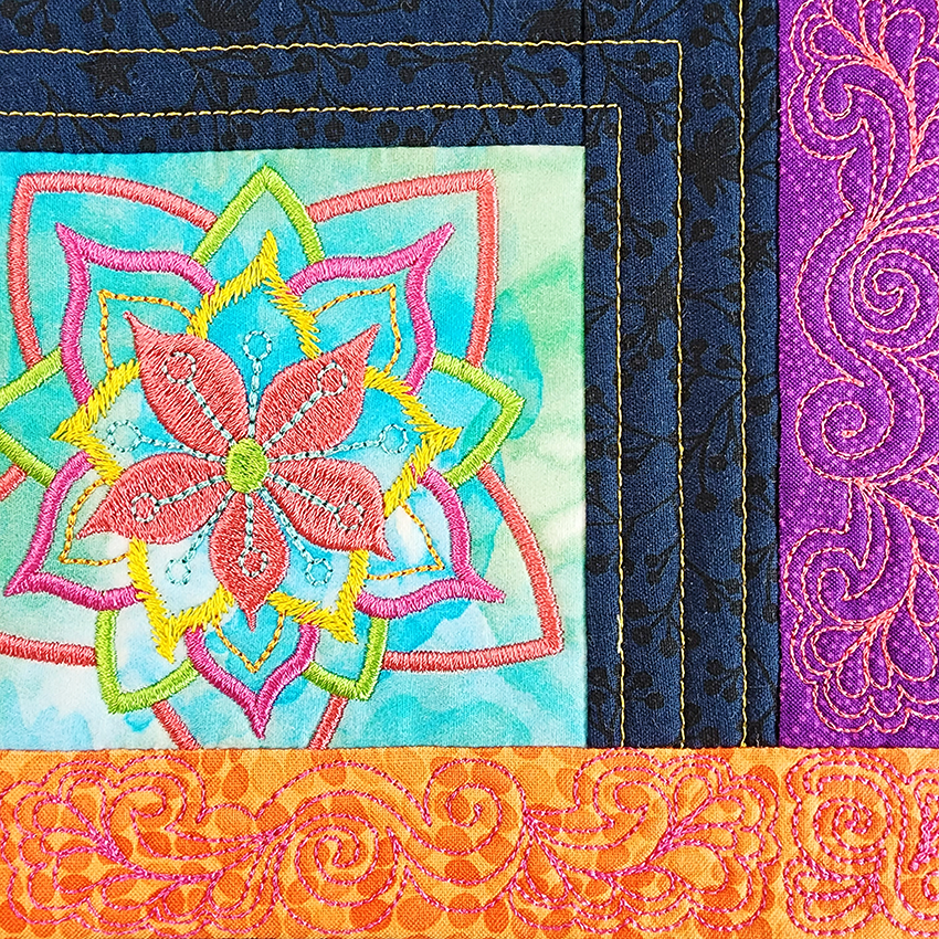 Floral Shadow Box Quilt 4x4 5x5 6x6 7x7 In the hoop machine embroidery designs