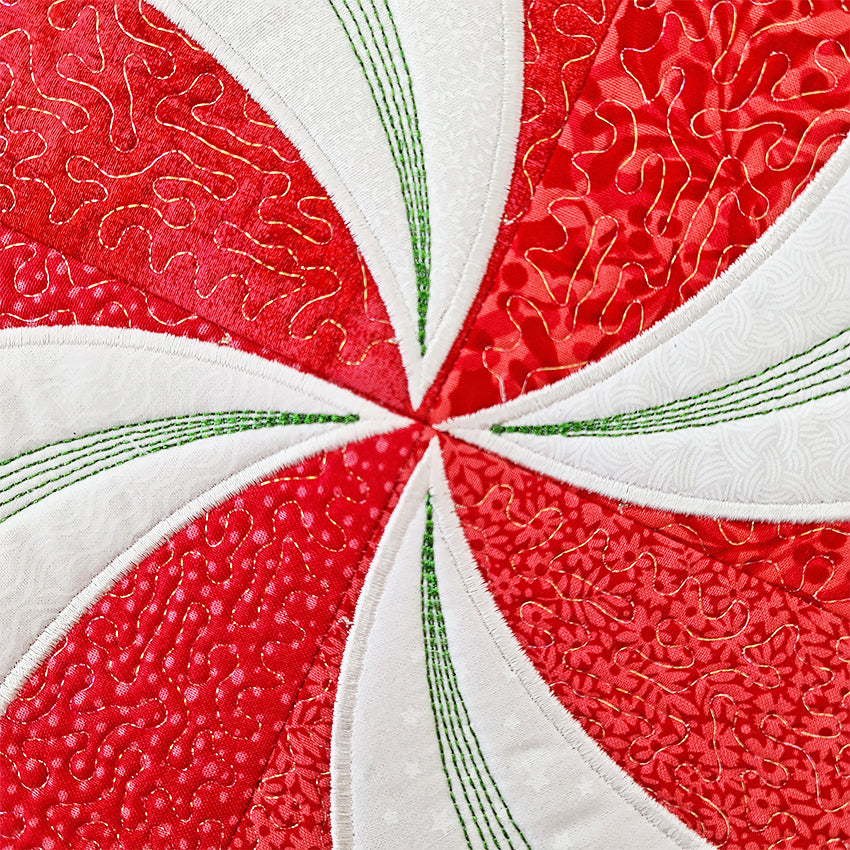 In The Hoop Embroidery - Peppermint Swirl Placemat and Coaster