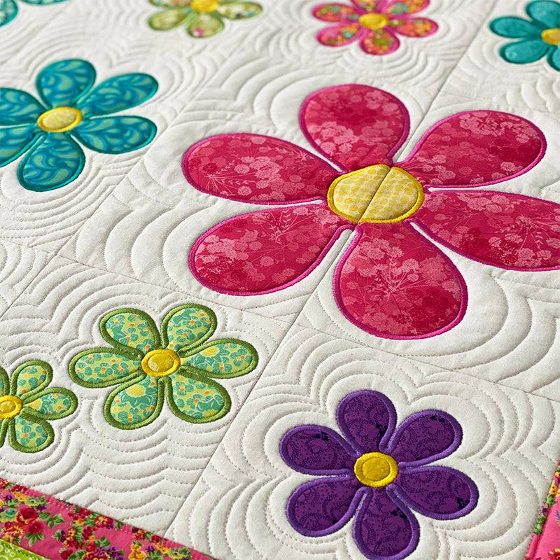 Flower quilt 4x4 5x7 6x10 7x12 8x8 in the hoop machine embroidery ITH