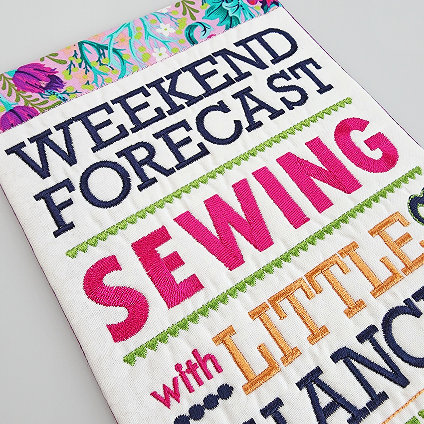 Weekend Forecast Mug Rug 5x7 6x10 7x12 - Sweet Pea Australia In the hoop machine embroidery designs. in the hoop project, in the hoop embroidery designs, craft in the hoop project, diy in the hoop project, diy craft in the hoop project, in the hoop embroidery patterns, design in the hoop patterns, embroidery designs for in the hoop embroidery projects, best in the hoop machine embroidery designs perfect for all hoops and embroidery machines